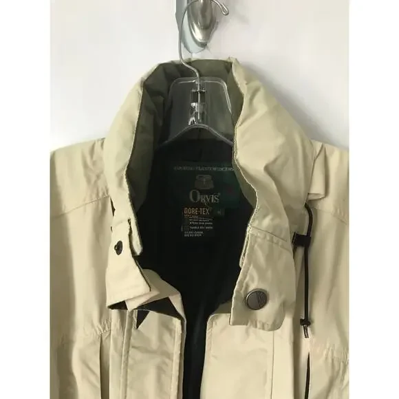 Orvis Jacket Medium Mens Gore Tex Tan Fishing Outdoors Hood Gorpcore Pockets Med